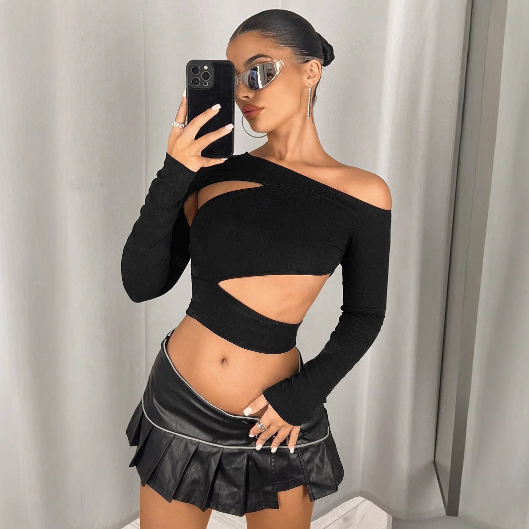 Slim Fit Diagonal Collar Strapless shirt