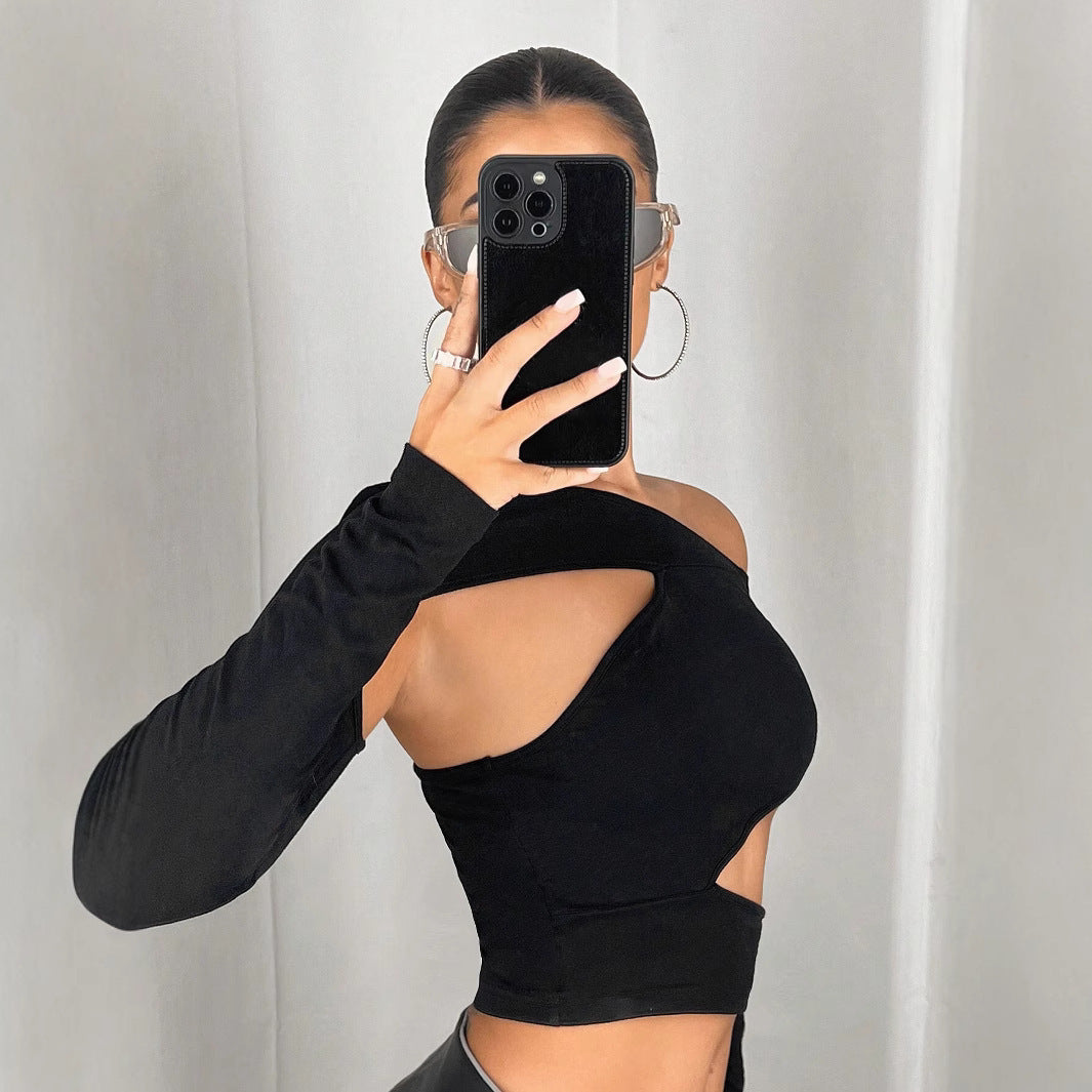 Slim Fit Diagonal Collar Strapless shirt