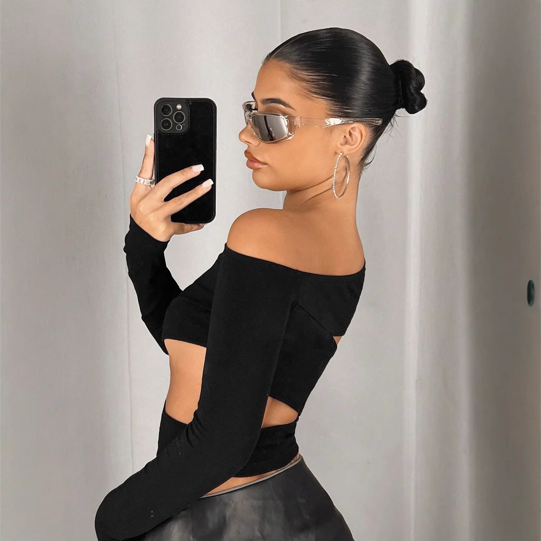 Slim Fit Diagonal Collar Strapless shirt